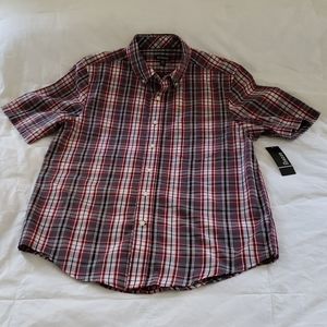 Men's Shirt M Grey Granite Red Plaid Button Down
